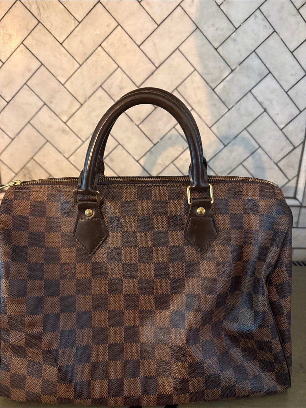 Louis Vuitton Speedy 35 Checkered Brown handbag with Dual Top Handles